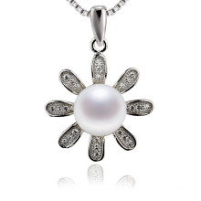 Snh 9mm White Button Real Pearl Pendant